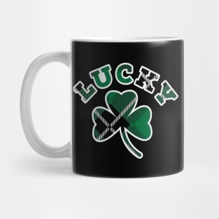 Lucky Three Leaf Clover Diagonal Flannel Print Pattern Mug